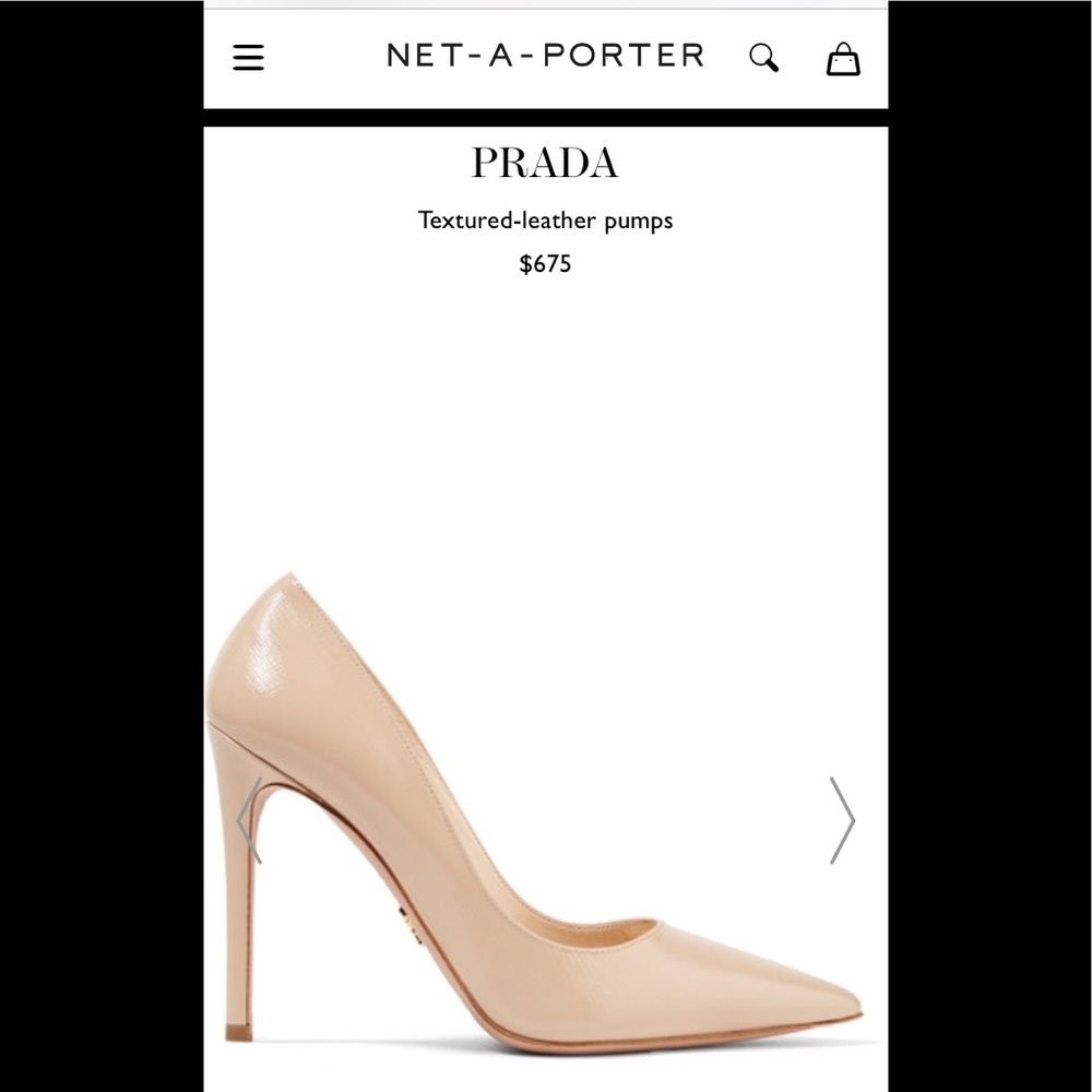 👠Prada Nude/Tan Patent Leather 38 Heel Closed Toe